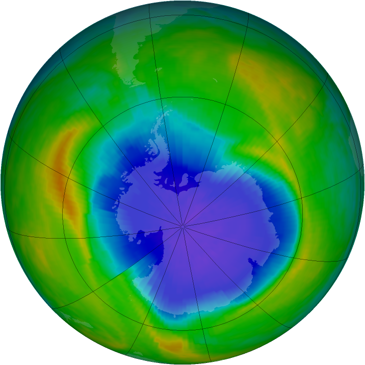 Antarctic ozone map for 21 October 1985